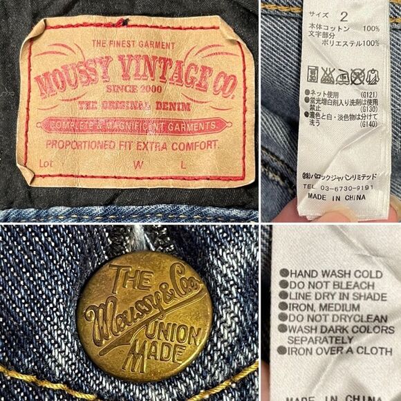 MOUSSY VINTAGE Jeans Denim Trucker Jacket Appliques New York Paris Bad A** S - Picture 12 of 13